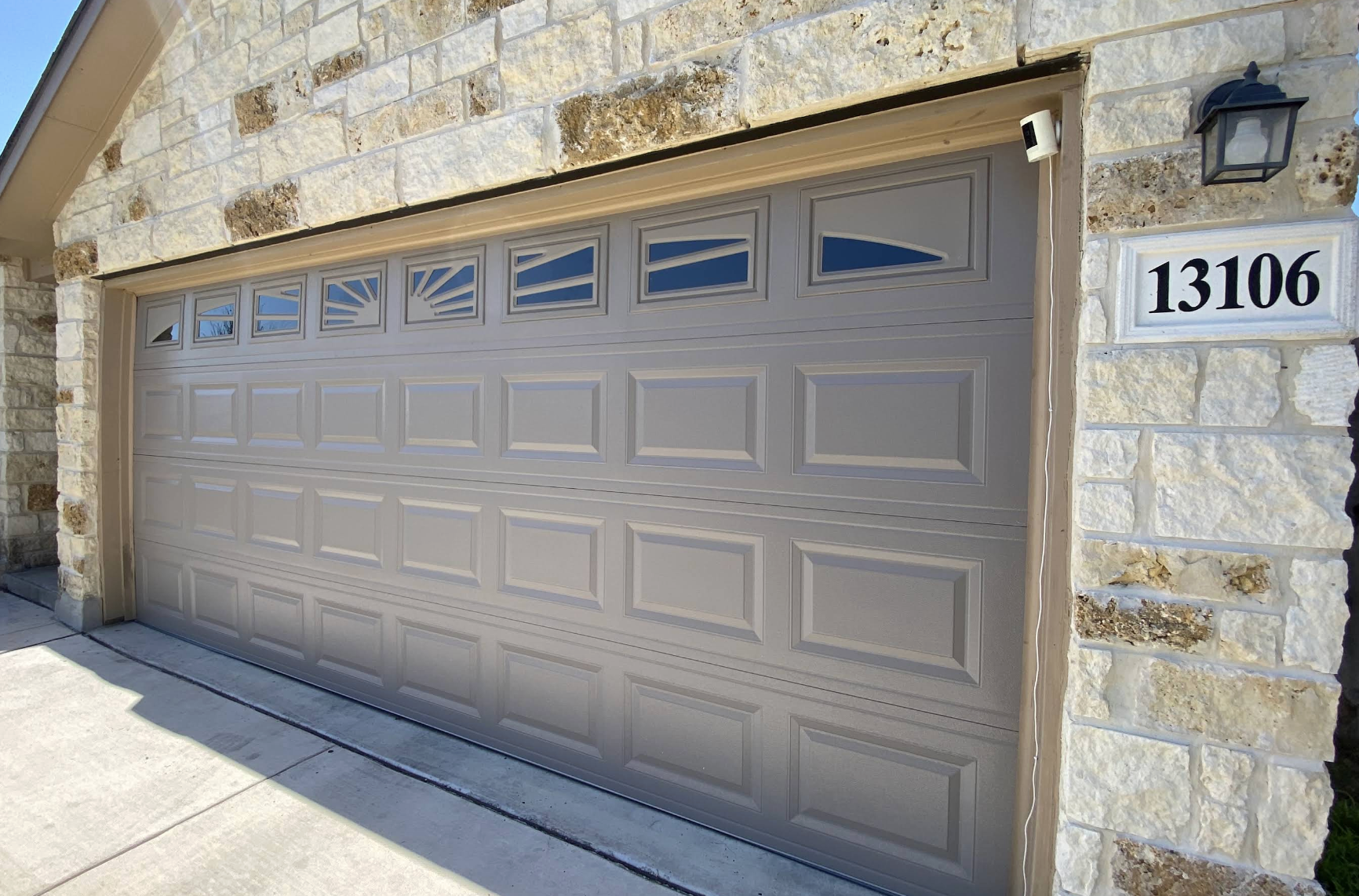 Beige door with windows